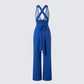 Valentina Blue Halter Jumpsuit