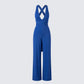 Valentina Blue Halter Jumpsuit