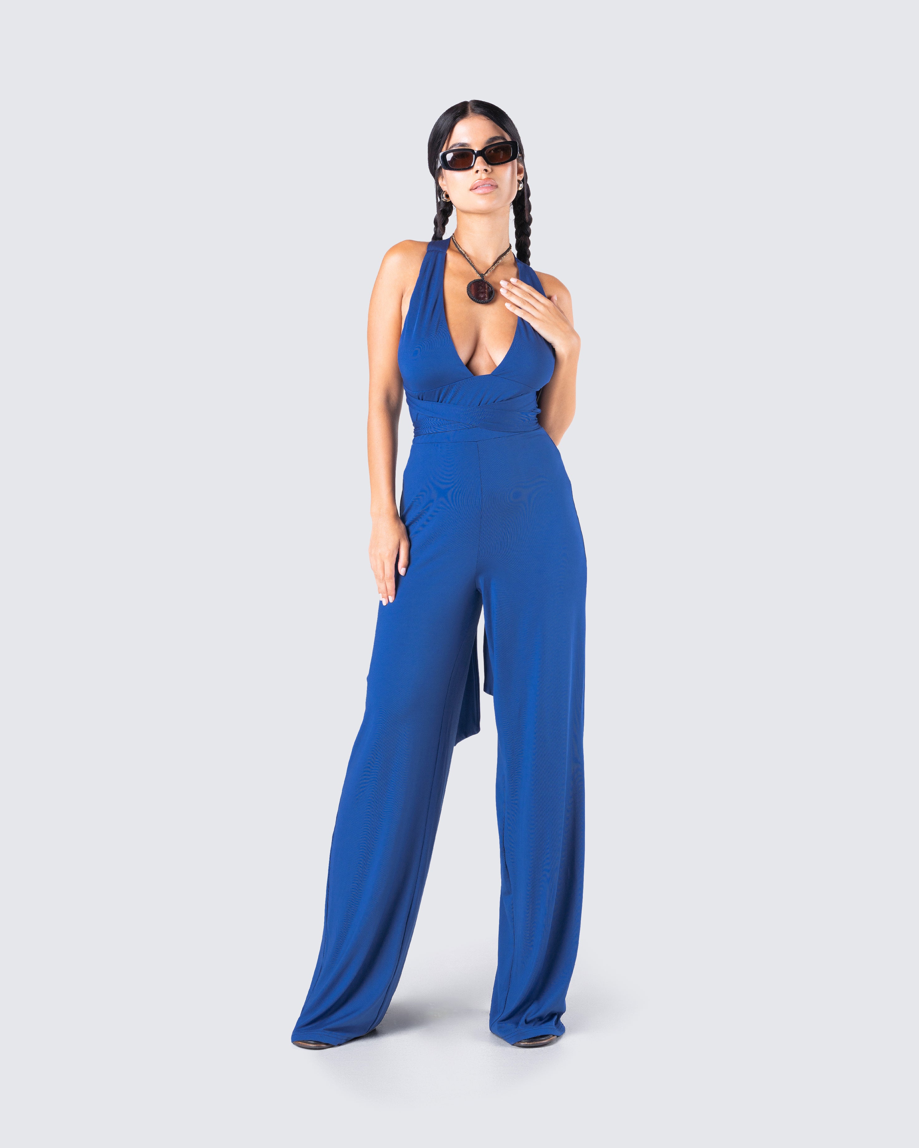 Blue halter jumpsuit online