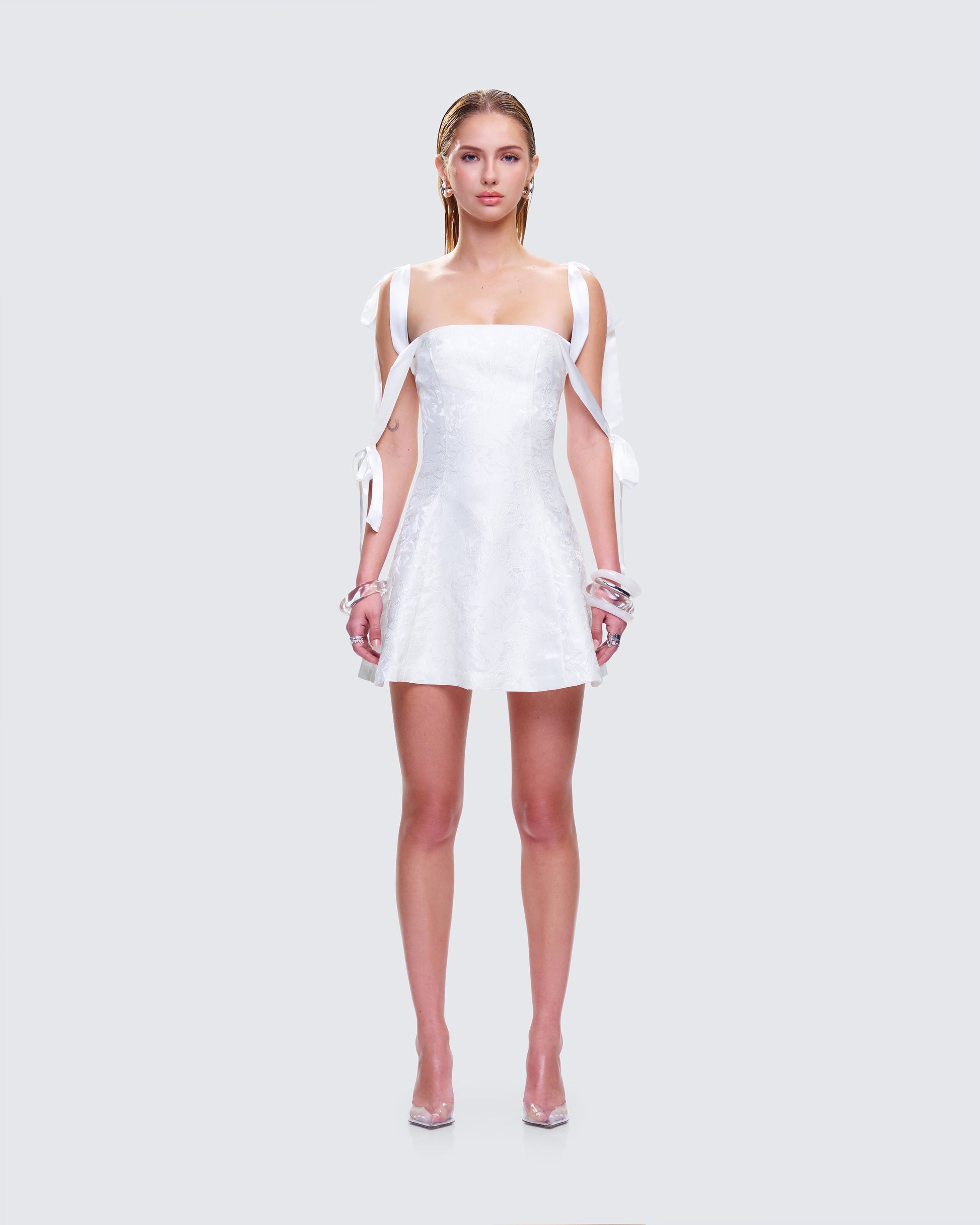 Valeria White Satin Mini Dress