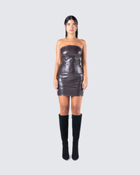 Valerie Brown Vegan Leather Dress