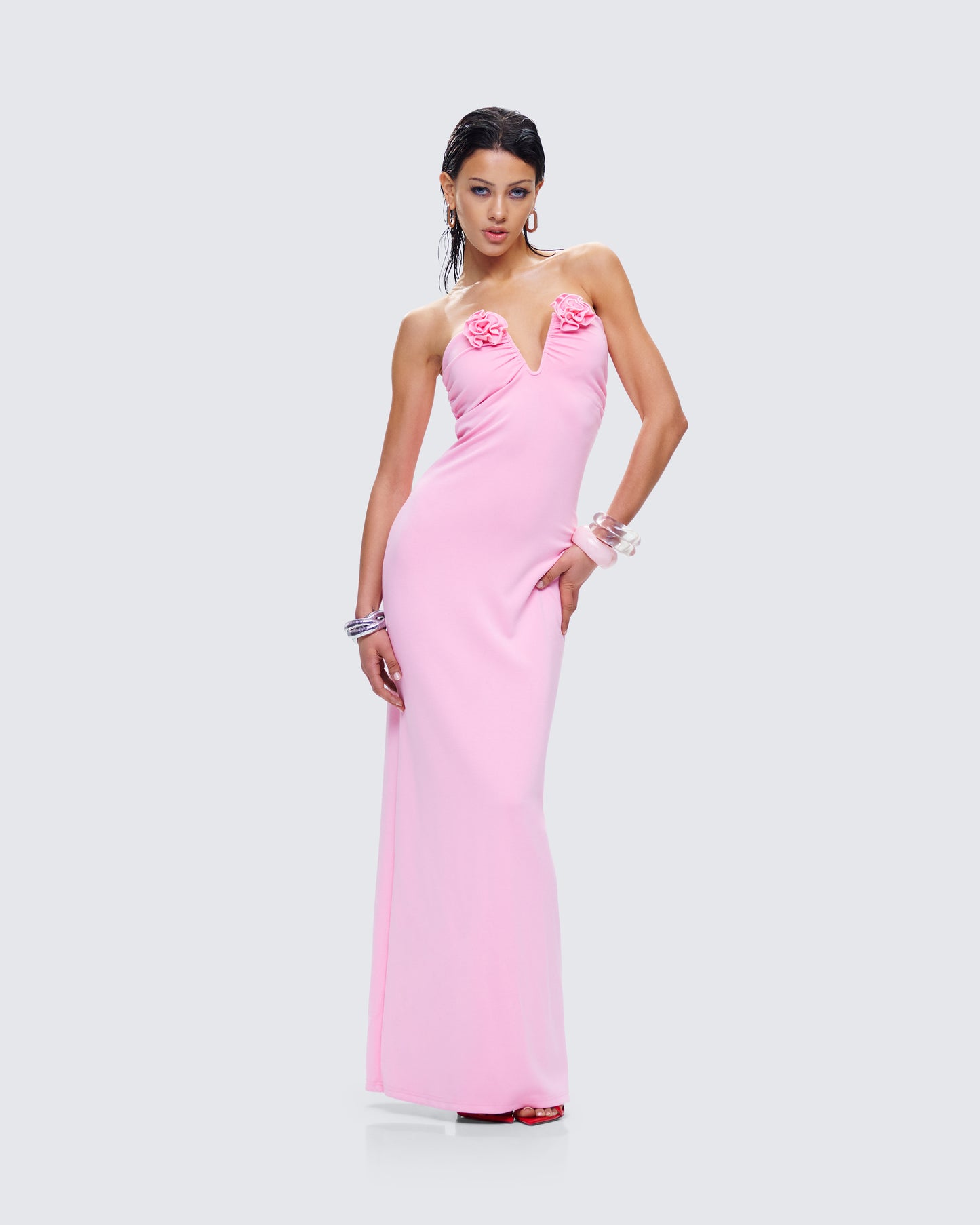 Veida Pink Flower Applique Dress