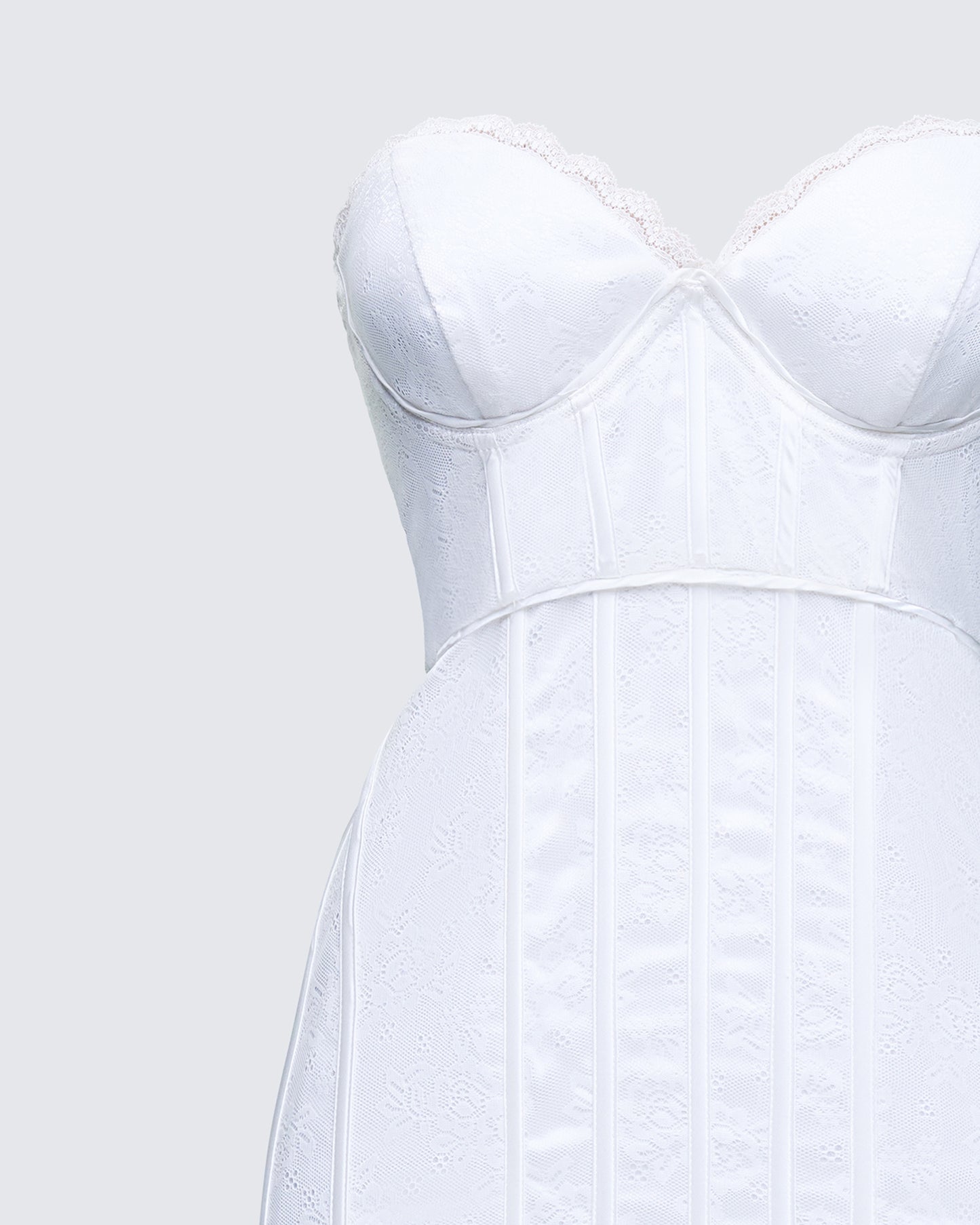 Vela White Lace Corset Mini Dress