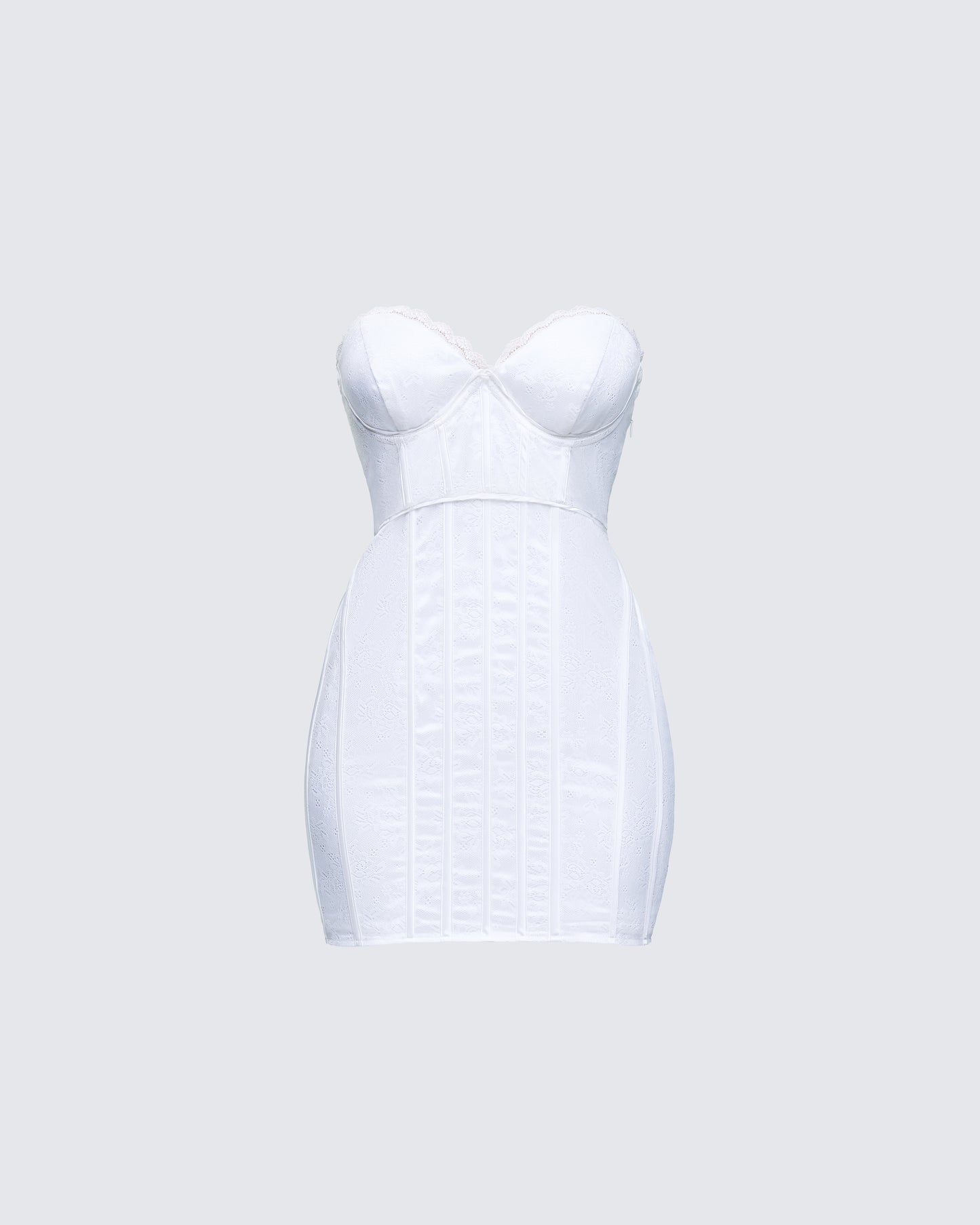Vela White Lace Corset Mini Dress product front