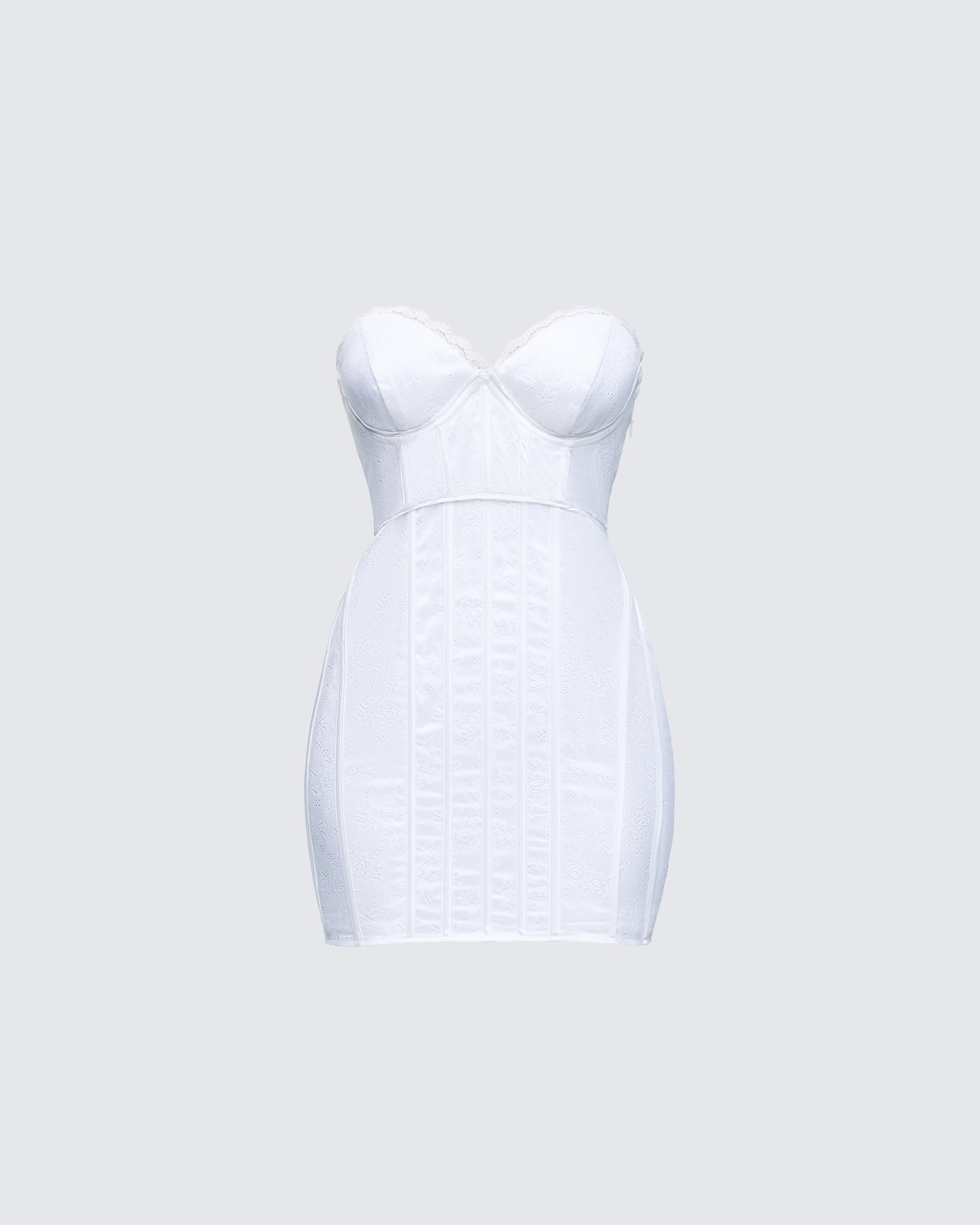 Vela White Lace Corset Mini Dress product front