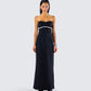 Via Black Crepe Embellished Gown