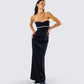 Via Black Crepe Embellished Gown