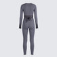 Vilma Grey Rib Zip Jumpsuit