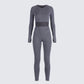 Vilma Grey Rib Zip Jumpsuit