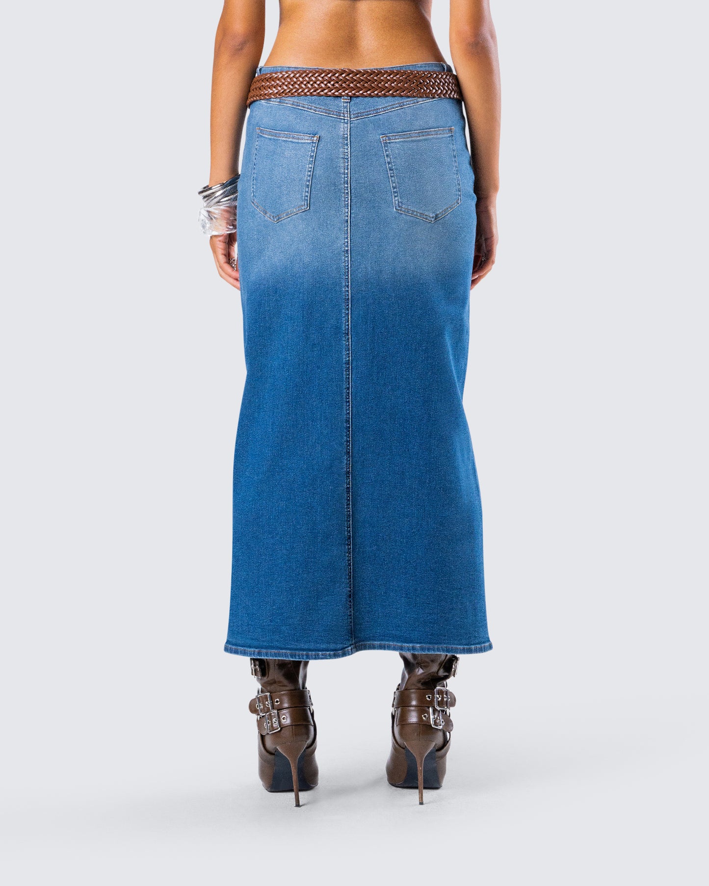 Vincent Blue Maxi Denim Skirt