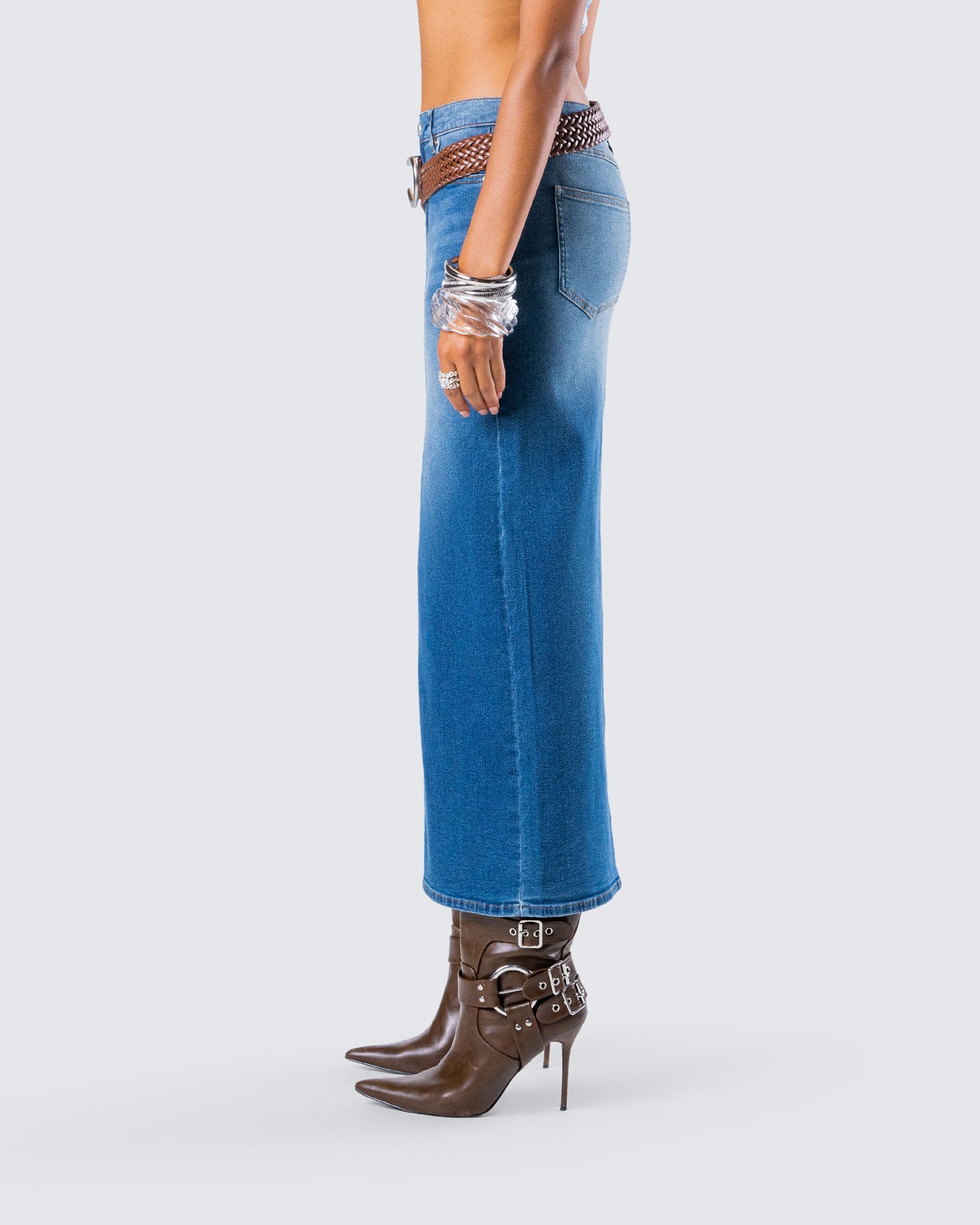 Vincent Blue Maxi Denim Skirt