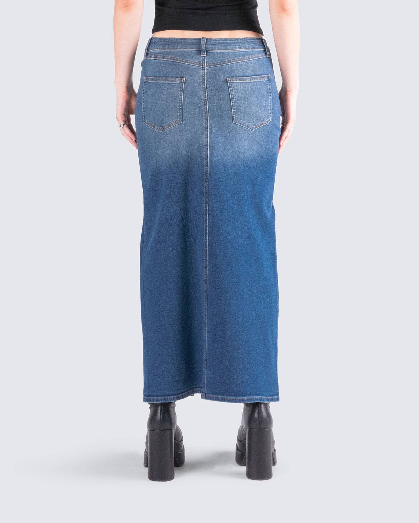 Vincent Blue Maxi Denim Skirt