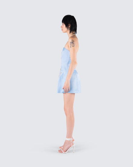 Velvi Reva Mini Dress - Light Blue