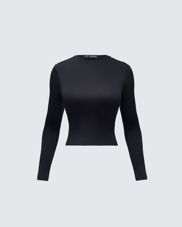 Vivi Black Jersey Long Sleeve Top