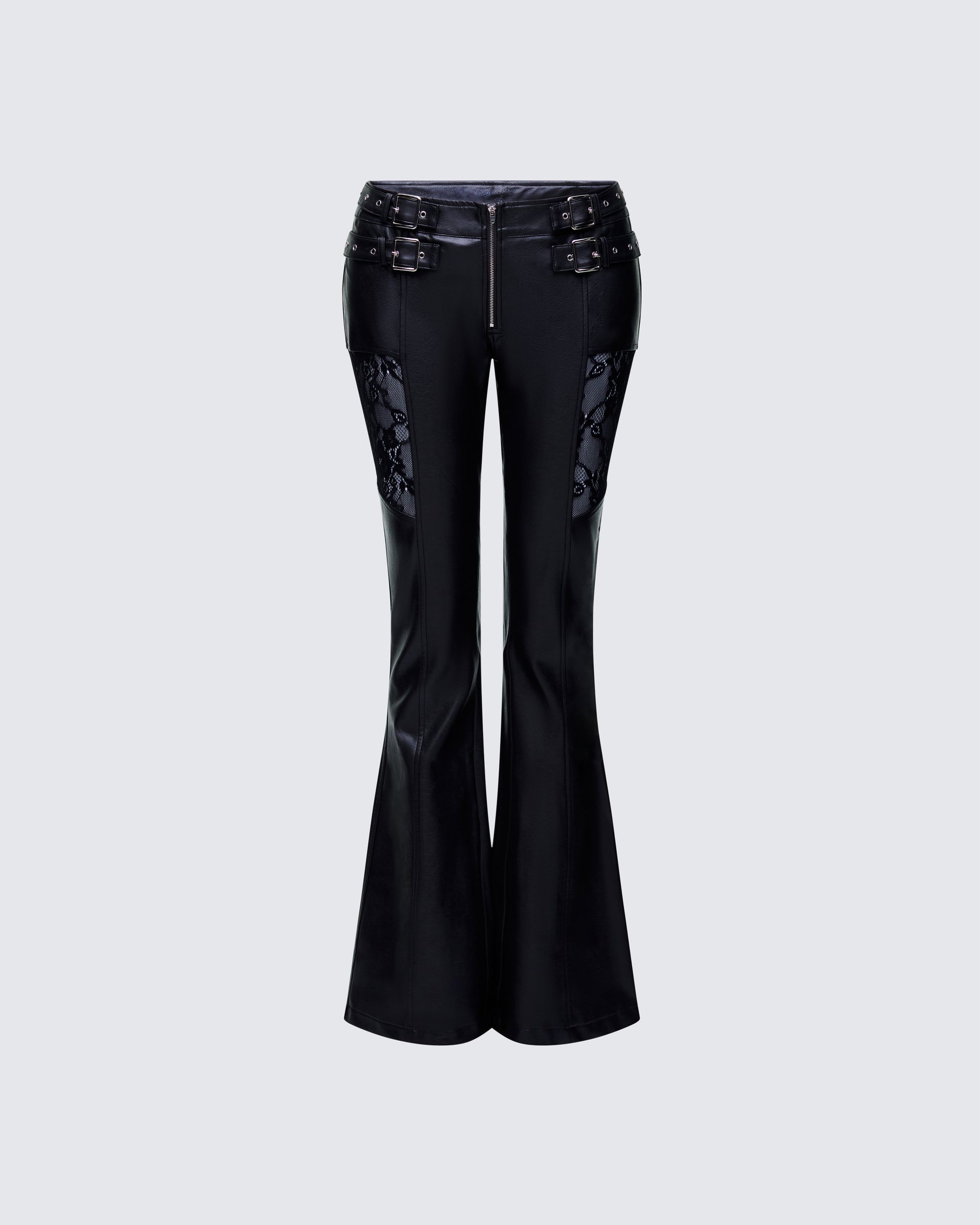 Vyra Black Vegan Leather Pants product front