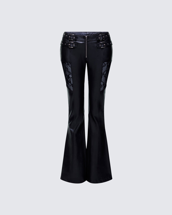 Vyra Black Vegan Leather Pants product front