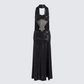 Vesper Black Metallic Scarf Detail Dress product front