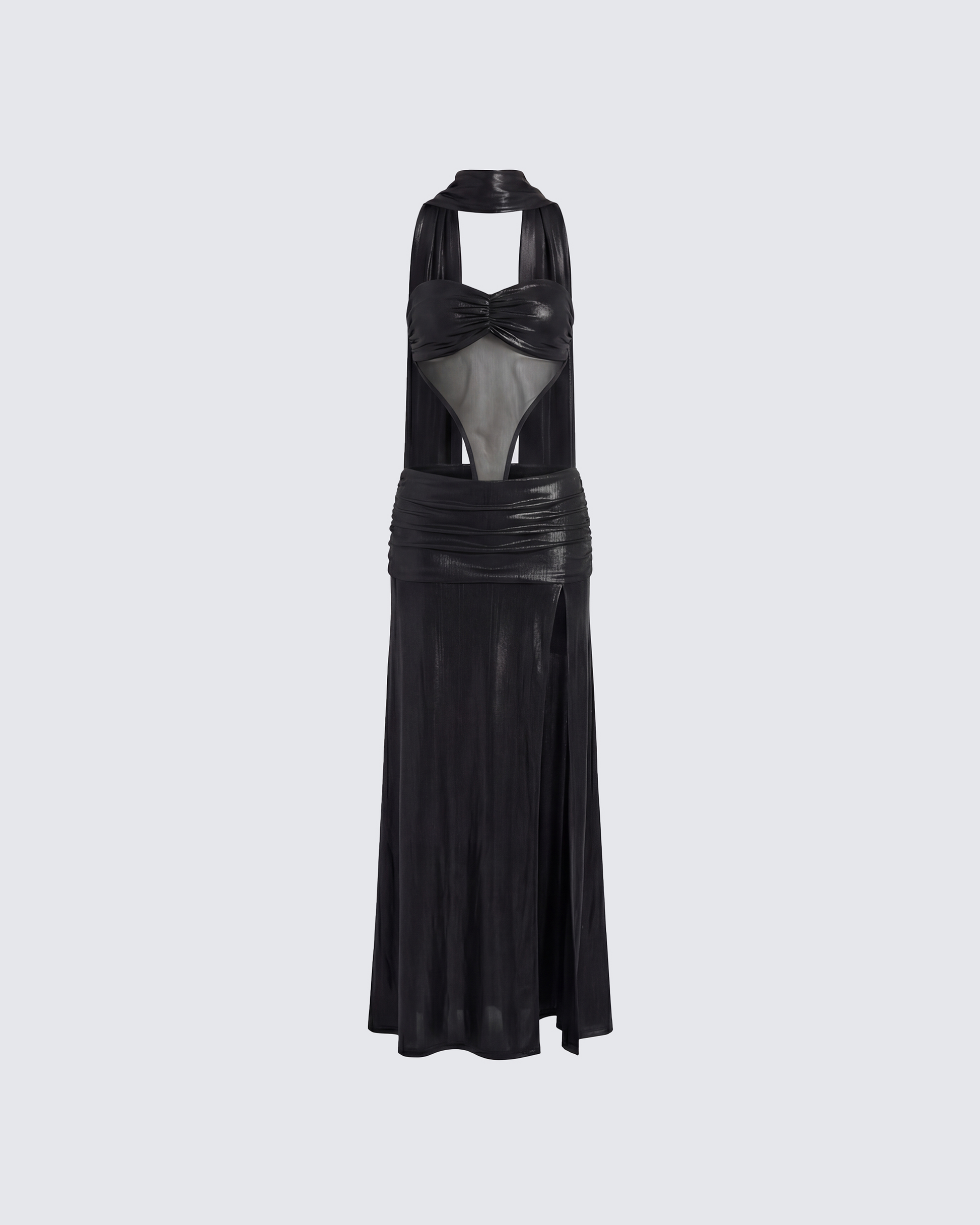 Vesper Black Metallic Scarf Detail Dress product front