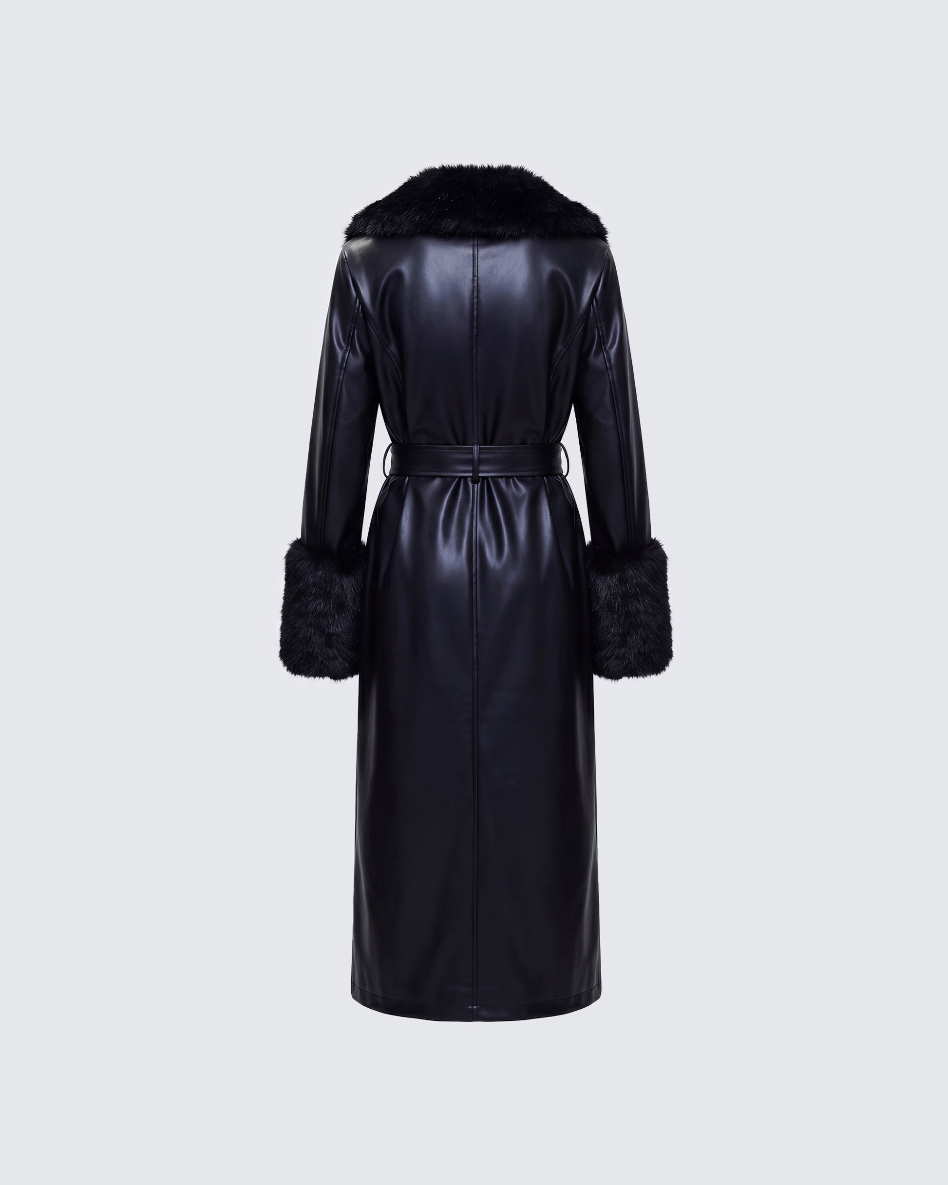 leather coat dress with fur Leather Jacket Skater Dress Coat Black Vegan Leather Faux Fur Trench Coat Womens Large (Available In M) 100% Polyester Vegan Friendly Lulus Holiday