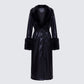 Willa Black Vegan Fur Leather Coat