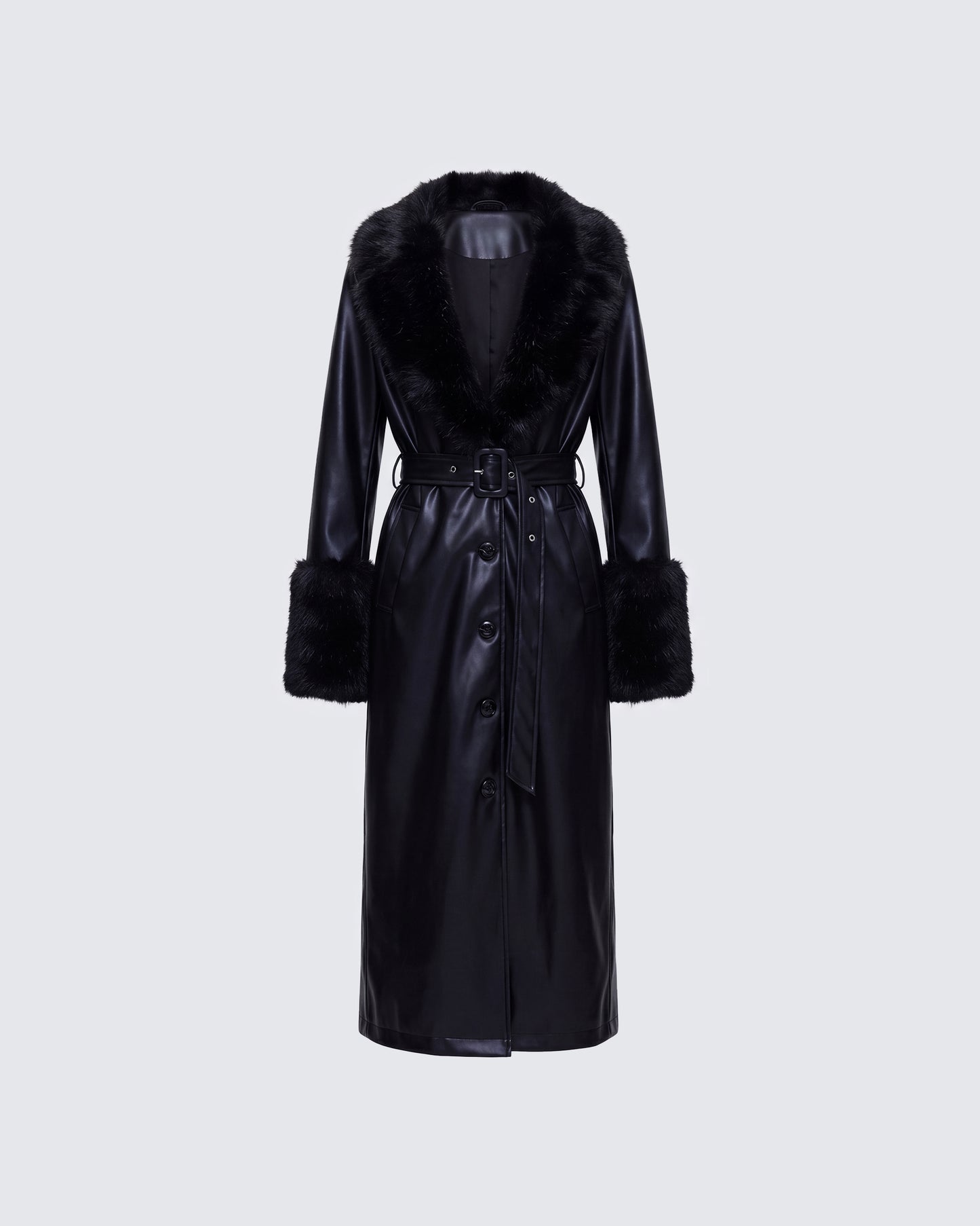 Willa Black Vegan Fur Leather Coat