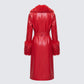 Willa Red Vegan Fur Leather Coat