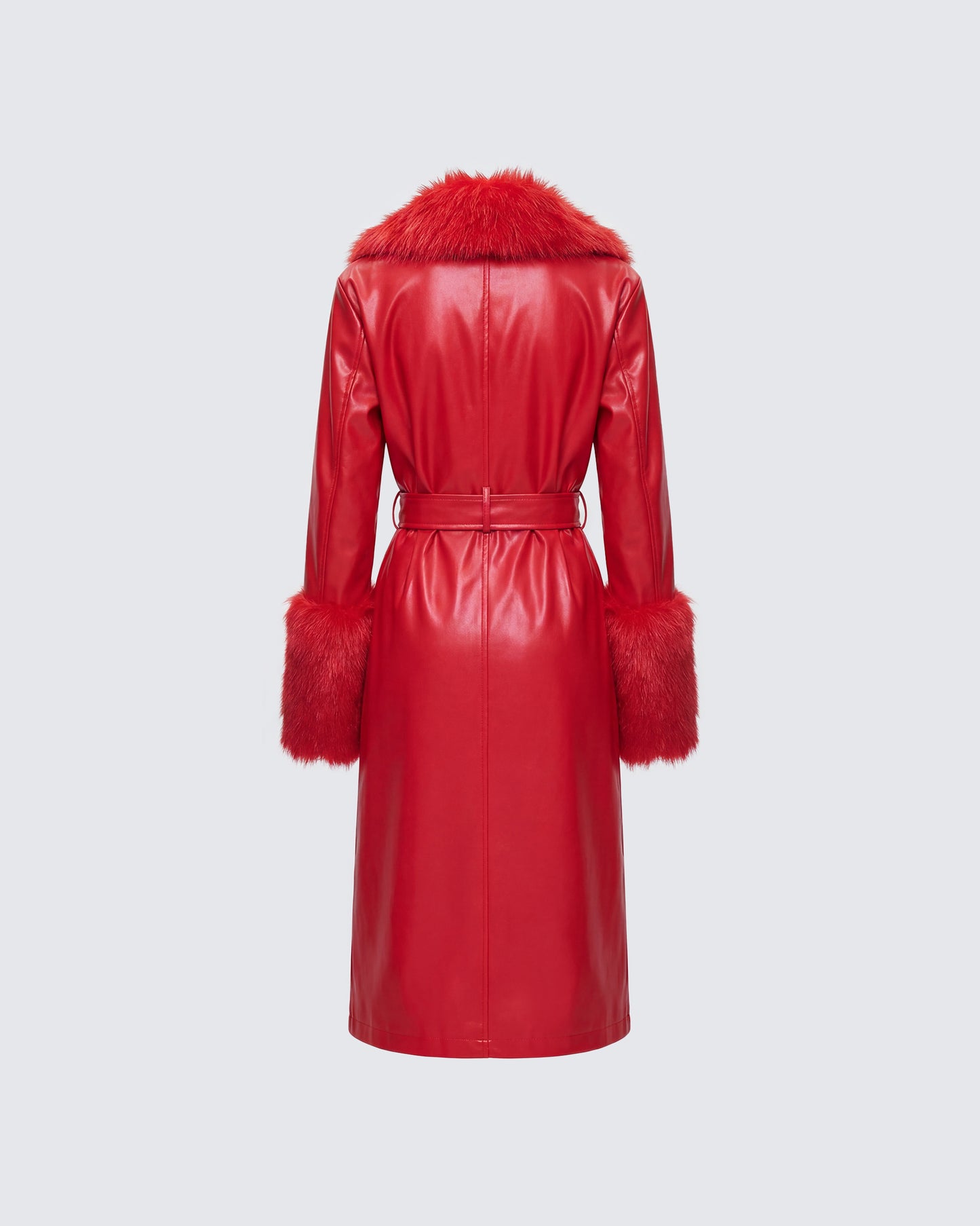 Willa Red Vegan Fur Leather Coat