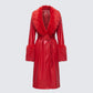 Willa Red Vegan Fur Leather Coat