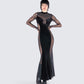 Wilma Black Velvet Paneled Gown