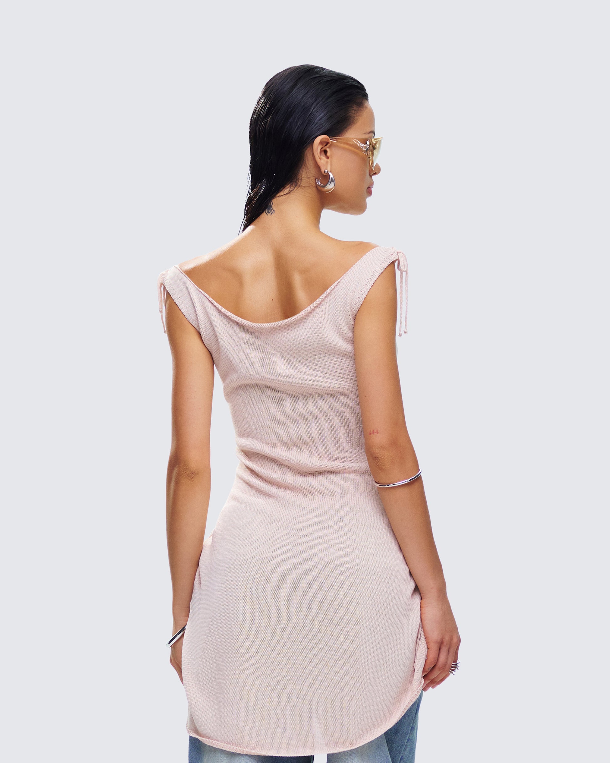 wrenley knit dress WRENLEY LONG SLEEVE KNIT MINI DRESS - OFF WHITE