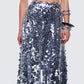 Wyn Metallic Silver Sequin Maxi Skirt