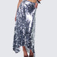 Wyn Metallic Silver Sequin Maxi Skirt