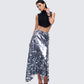 Wyn Metallic Silver Sequin Maxi Skirt