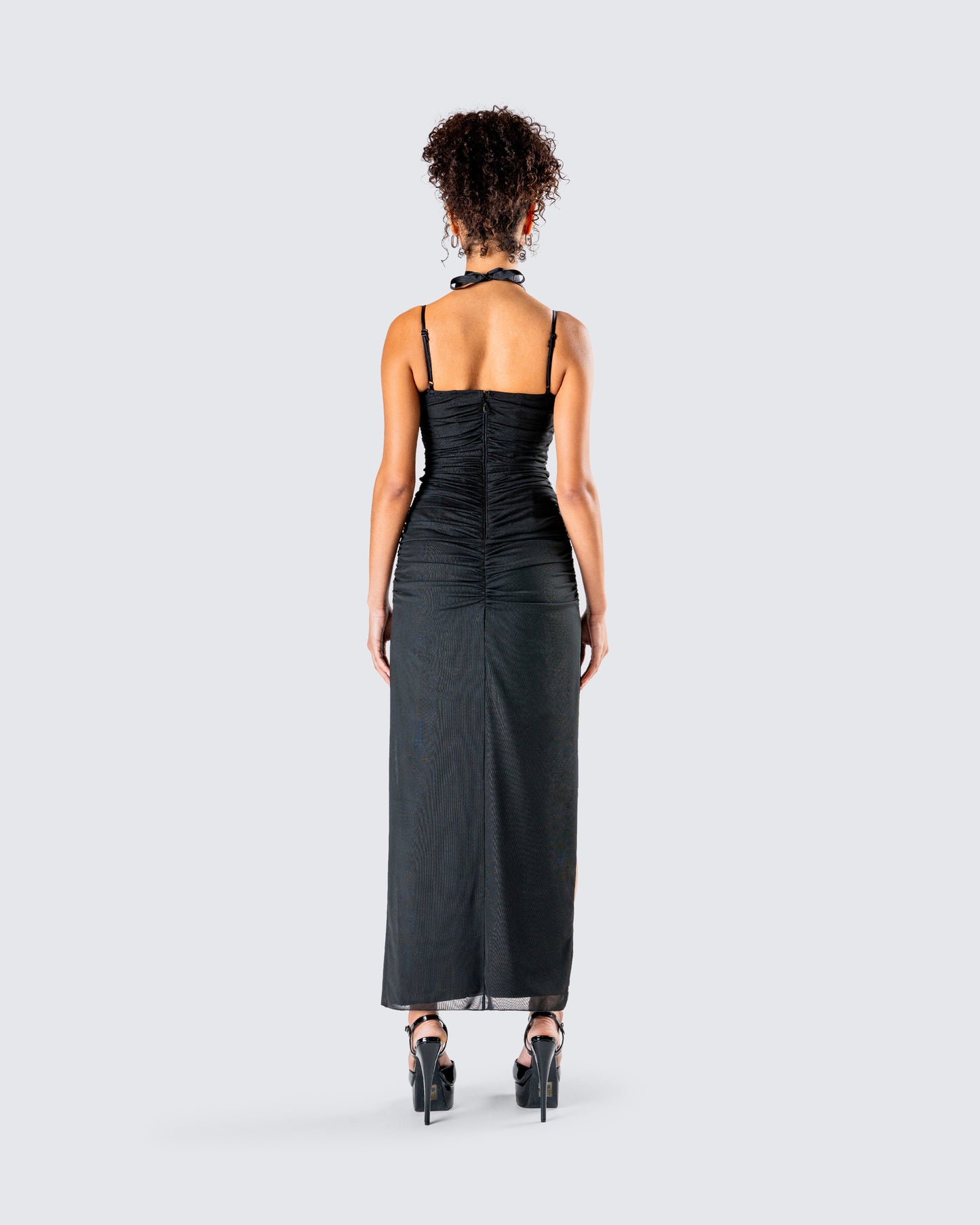 Yan Black Lace Maxi Corset Dress