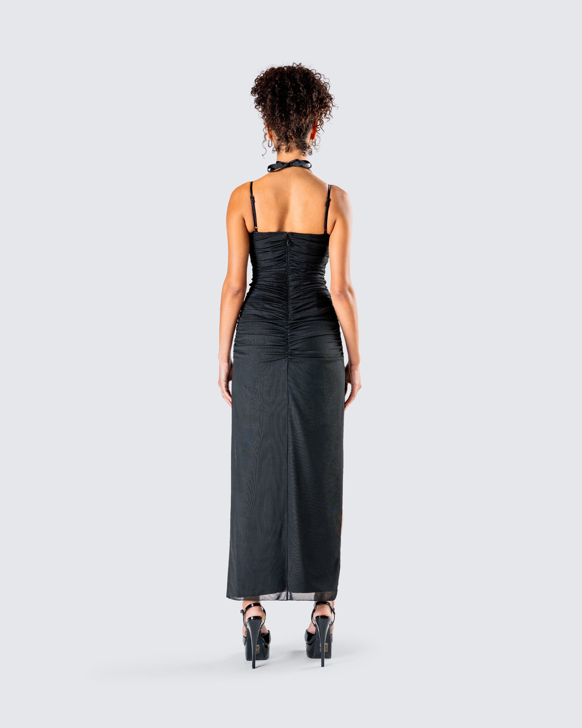 Black Lace Corset Strapless Maxi Dress
