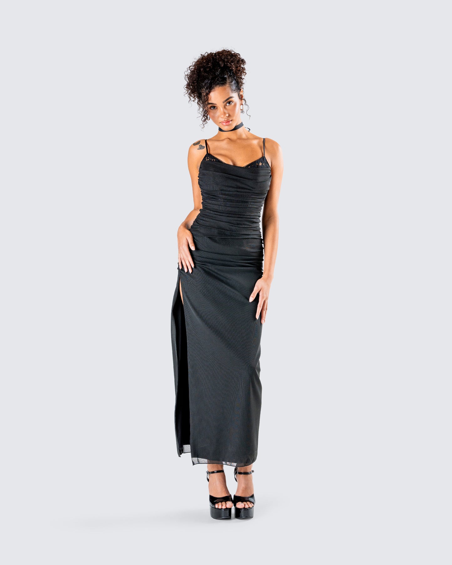 Yan Black Lace Maxi Corset Dress