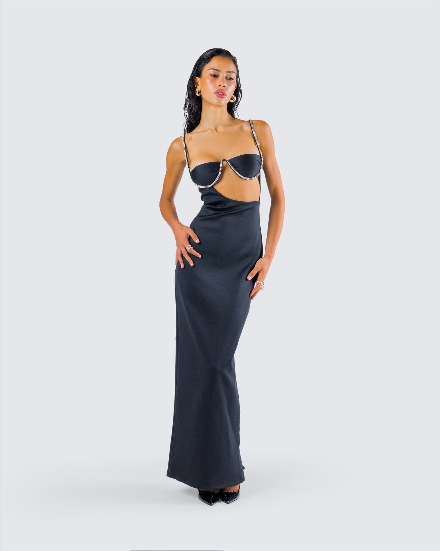 Yara Black Cut Out Maxi Dress