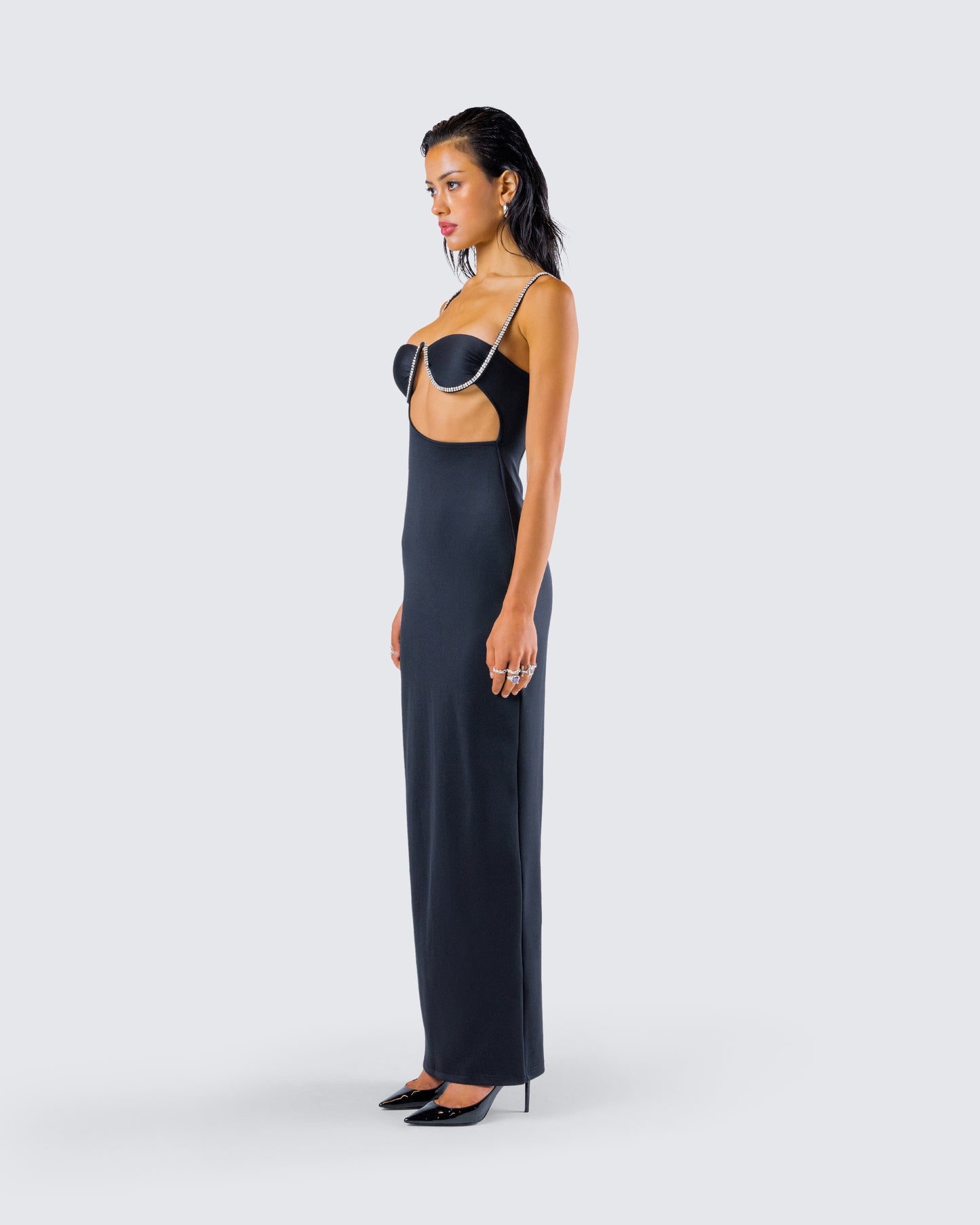 Yara Black Cut Out Maxi Dress