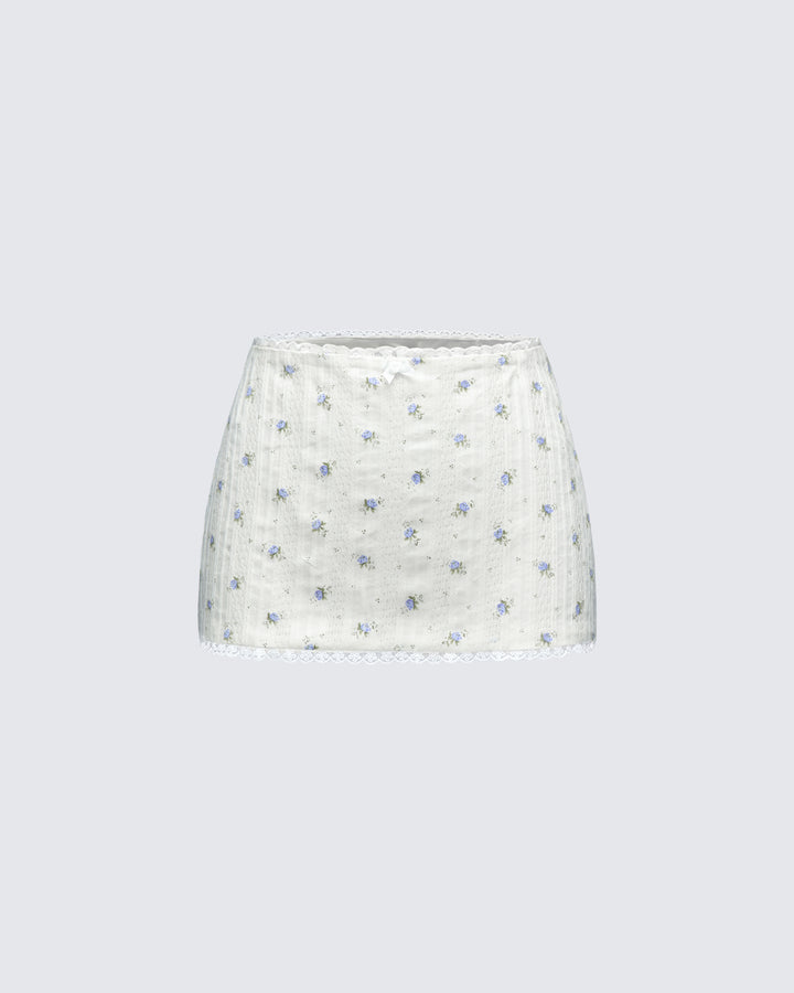 Yasmie Multi Floral Lace Trim Mini Skirt product front