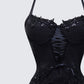 Yelina Black Halter Lace Up Top