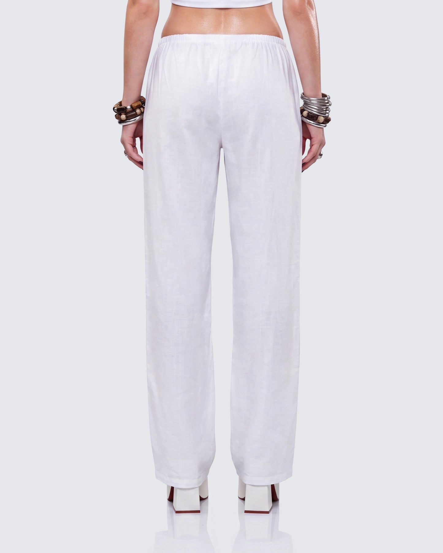 Yuma White Linen Drawstring Pants