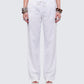 Yuma White Linen Drawstring Pants model front