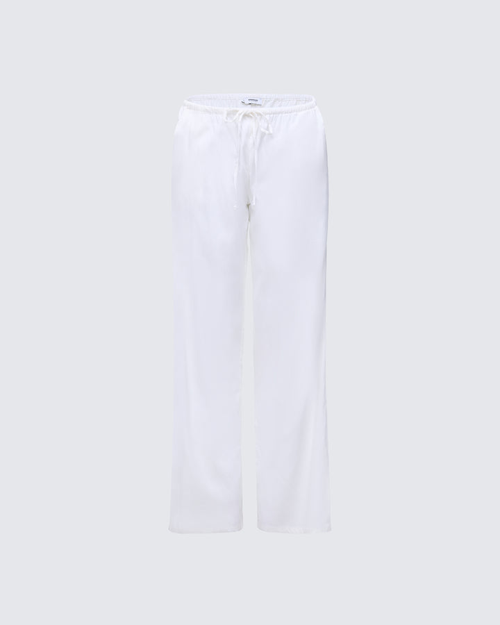 Yuma White Linen Drawstring Pants product front