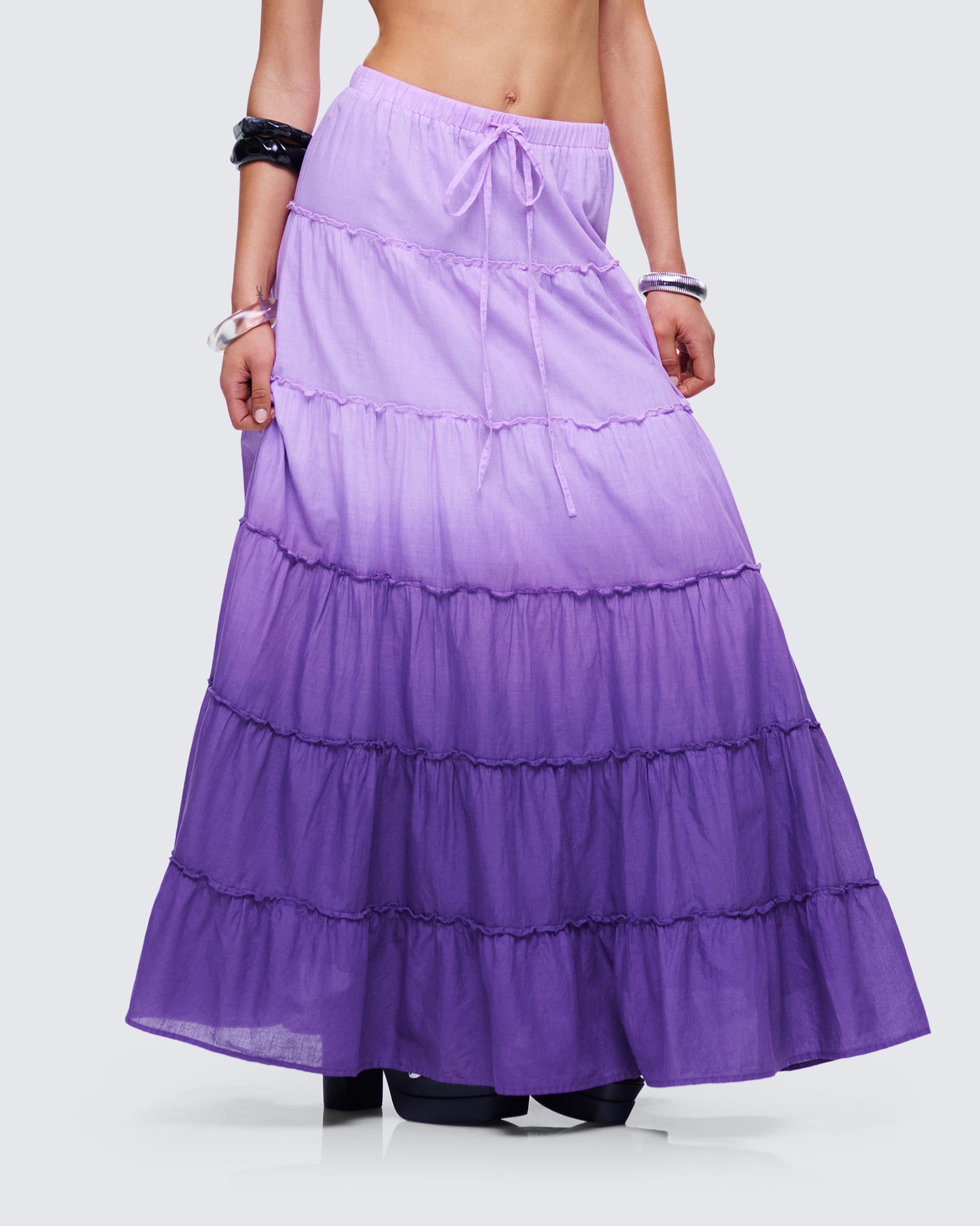 Zadie Purple Ombre Tiered Maxi Skirt