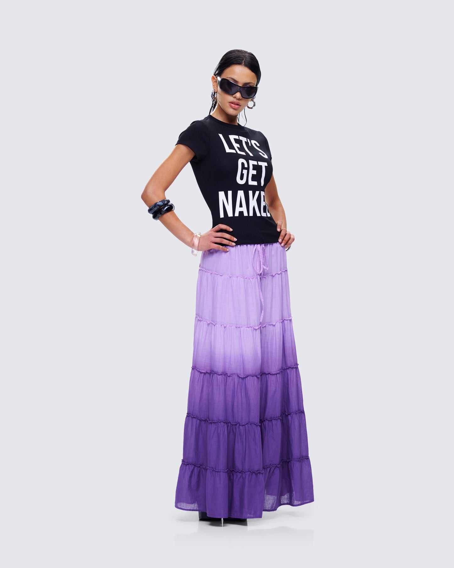 Zadie Purple Ombre Tiered Maxi Skirt