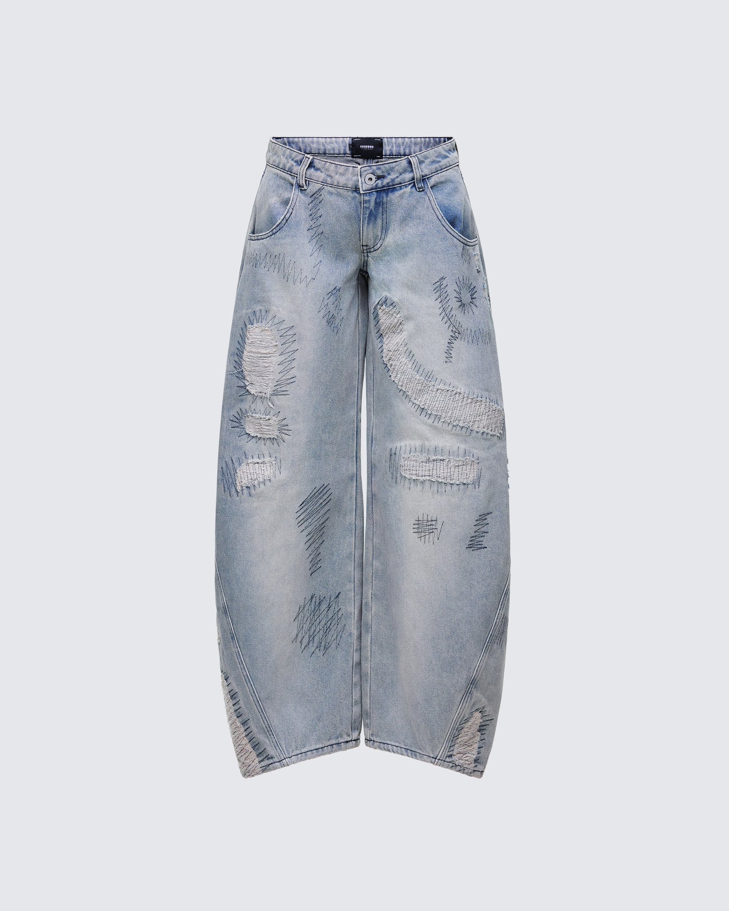 Zaid Gray Denim Sashiko Jeans product front