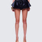 Zainab Brown Vegan Leather Micro Skirt model front