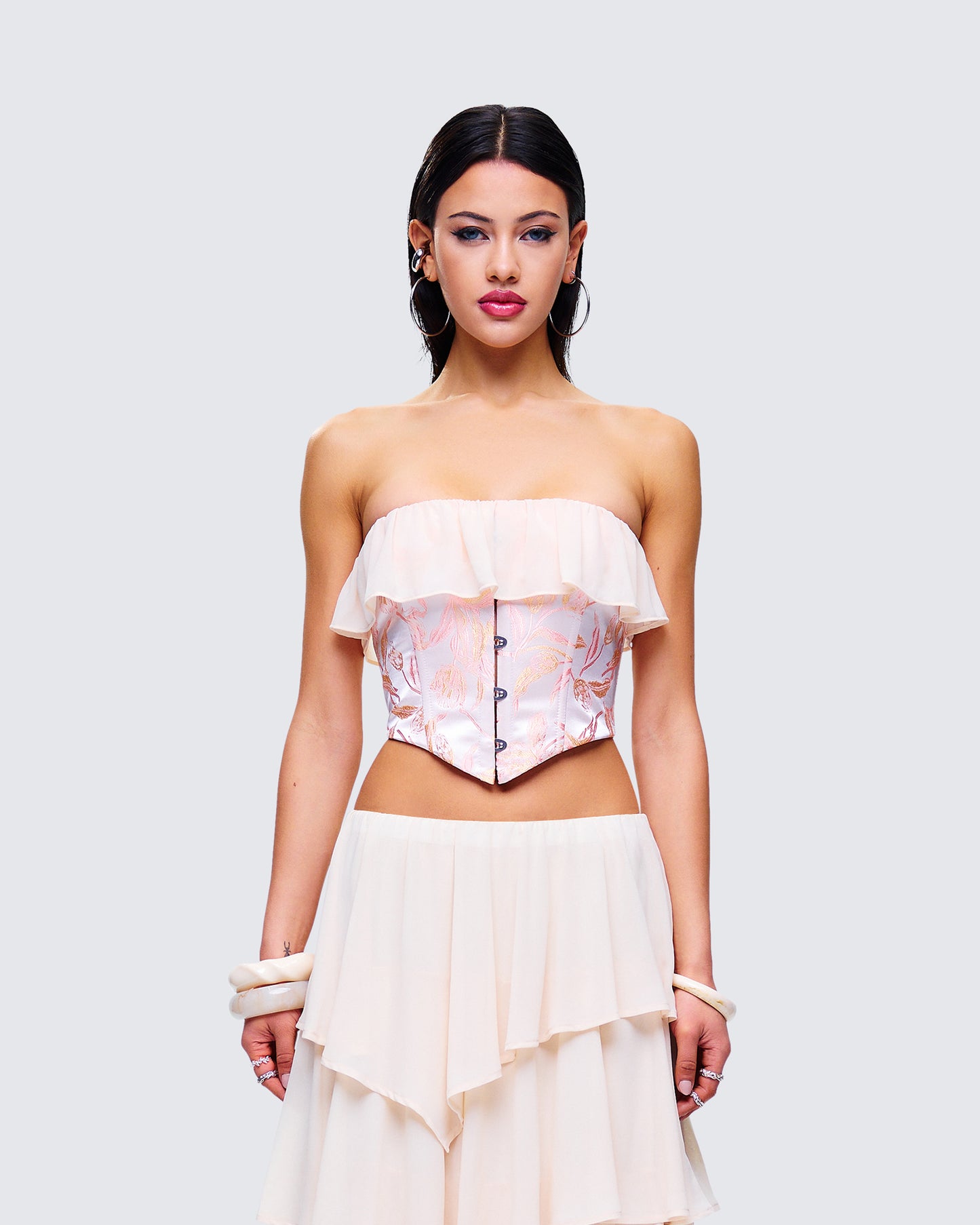 Zana Cream Ruffle Corset Top