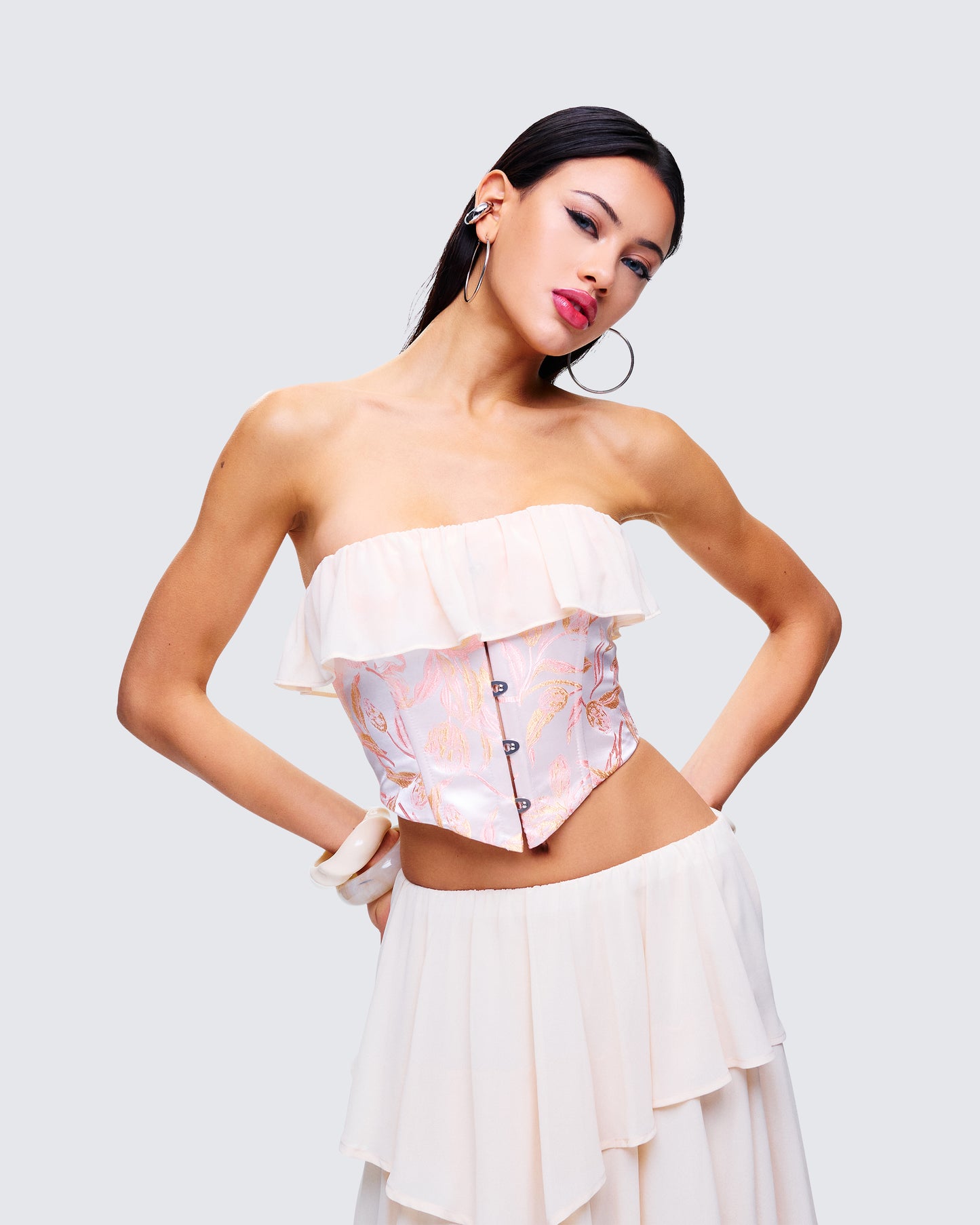 Zana Cream Ruffle Corset Top