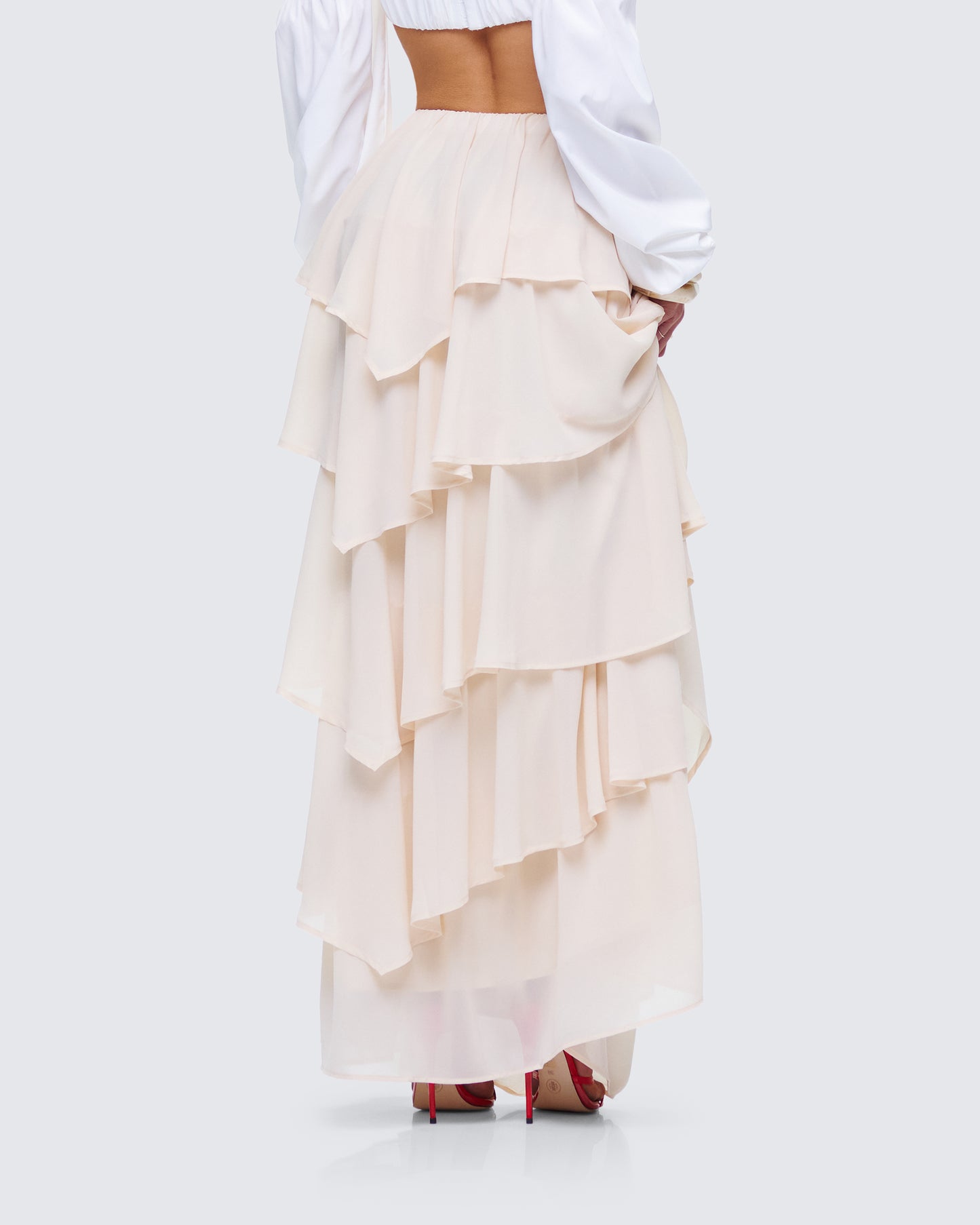 Zana Cream Tiered Ruffle Maxi Skirt